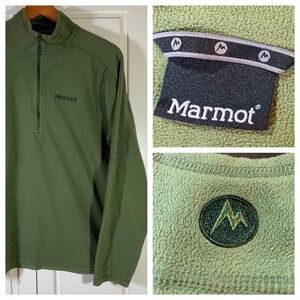 Marmot Quarter‎ Zip Pullover Fleece Olive Green Mens Medium Lightweight Outdoors